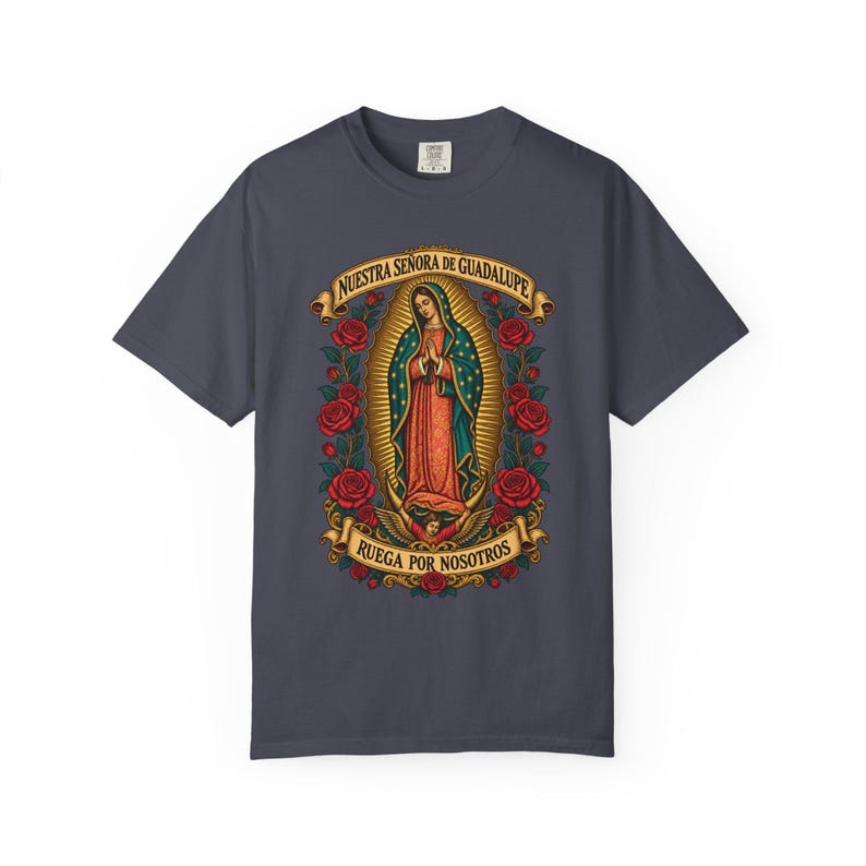 Nuestra Señora de Guadalupe Tee, Virgin of Tepeyac with Roses, Mexican Catholic Gift, Hispanic Mom Apparel, Dec 12 Feast Day, Comfort Colors image 8