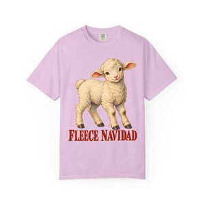 Fleece Navidad Comfort Colors Shirt | Funny Christian Christmas T-Shirt | Gift for Kids and Family | Vintage Lamb Painting image 9