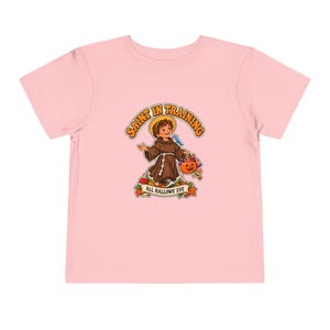 Toddler Saint in Training Tee, Little Friar with Bluebird, Halloween Gift (2T-5T) image 5