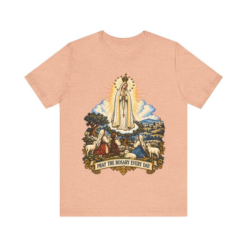 Our Lady of Fatima Shirt | Catholic T-Shirt | Rosary Gift for Mom | Three Shepherd Children, Pray the Rosary image 5