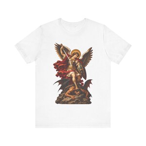 St Michael the Archangel Shirt | Catholic T-Shirt | Gift for Men | Defend Us in Battle, Baroque Altar Art image 6