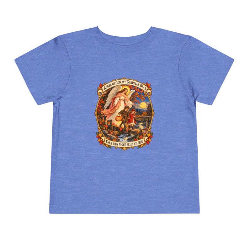 Kleinkind-T-Shirt mit Engel-Gottes-Gebet, Schutzengel-Shirt, Mein lieber Schutzengel, katholisches Geschenk für Kleinkinder, Vintage-Herbstkunst Bild 11