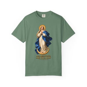 すべて美しいメアリー コンフォートカラーシャツ | 無原罪懐胎Tシャツ | 女性へのマリアギフト | Tota Pulchra 画像 3
