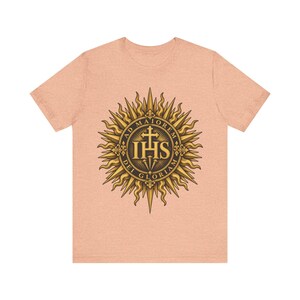 Ad Maiorem Dei Gloriam skjorta, AMDG IHS Sunburst Tee, latinsk katolsk gåva, jesuitexamen eller konfirmationspresent, Ignatians motto bild 7