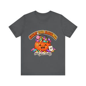 Funny Christian Halloween Shirt, Count Your Blessings Candy Pumpkin Tee image 3