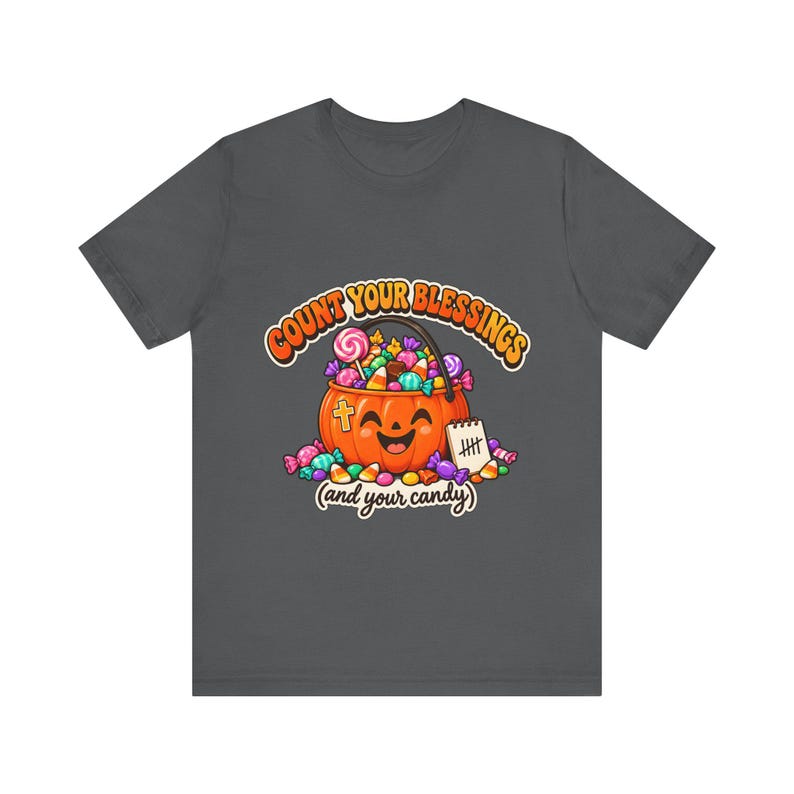 Funny Christian Halloween Shirt, Count Your Blessings Candy Pumpkin Tee image 3