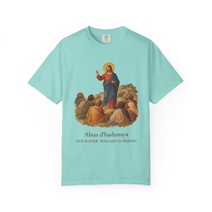 Arameisk Herrens bön komfortfärger T-shirt | Vår Fader arameisk T-shirt | Bergspredikan katolsk kristen T-shirt bild 15