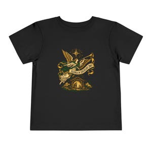 Toddler Nativity Angel Tee, Gloria in Excelsis Deo Christmas Shirt, Catholic Christmas Gift for Toddlers, Star of Bethlehem Art image 3