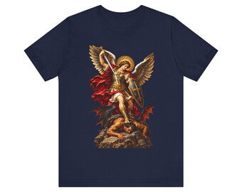 Camiseta de San Miguel / Camiseta católica / Regalo de guerra espiritual para hombres / Espada alzada en señal de victoria