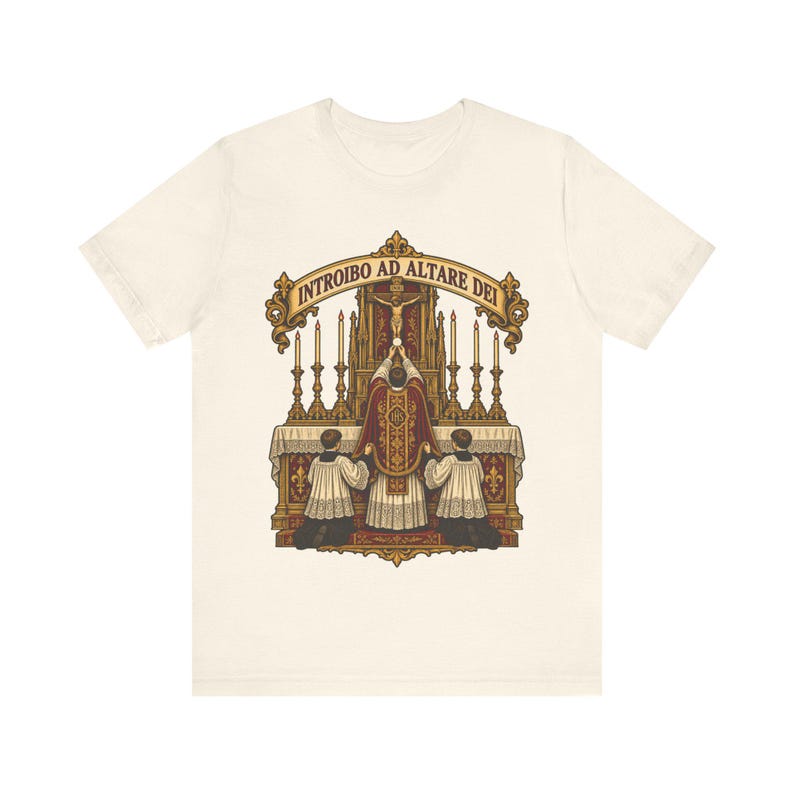 Traditional Latin Mass Shirt, Introibo ad Altare Dei Tee, TLM Gift for Priest, Altar Server or Seminarian, Tridentine Apparel image 2