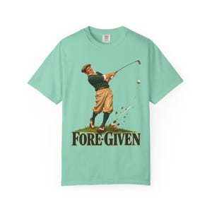 Fore-Given Golfer Comfort Colors Shirt | Funny Christian Golf T-Shirt | Gift for Golfer Dad | Vintage Golfer Mid-Swing image 8