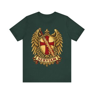 St Michael Archangel Shirt | Catholic T-Shirt | Gift for Dad or Godfather | Winged Crest Emblem image 5
