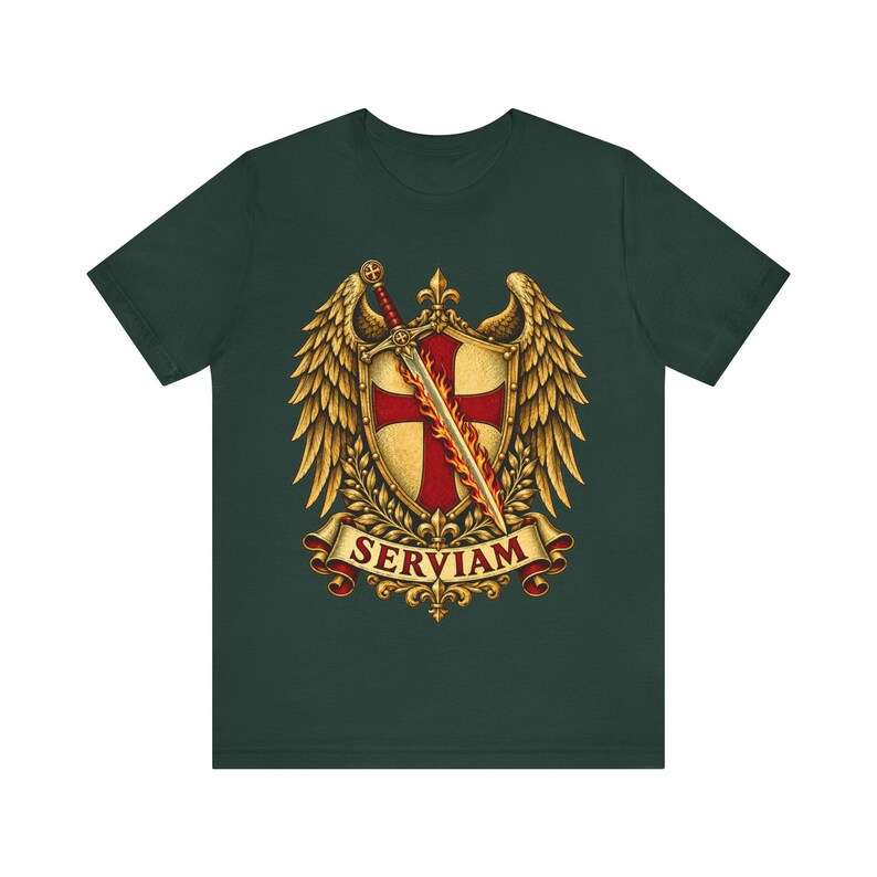 St Michael Archangel Shirt | Catholic T-Shirt | Gift for Dad or Godfather | Winged Crest Emblem image 5