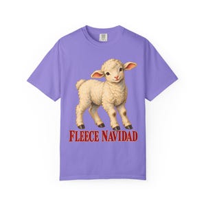 Fleece Navidad Comfort Colors Shirt | Funny Christian Christmas T-Shirt | Gift for Kids and Family | Vintage Lamb Painting image 8