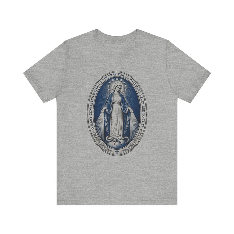 Mirakulös medaljskjorta | Katolsk t-shirt | Jungfru Maria-gåva för kvinnor | O Maria, avlad utan synd bild 6