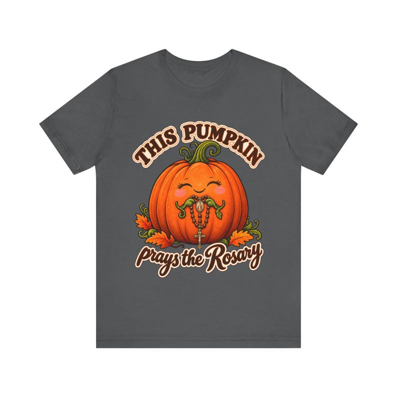 Catholic Halloween Shirt | This Pumpkin Prays the Rosary T-Shirt | Fall Gift for Mom or Teacher | All Saints Day image 5