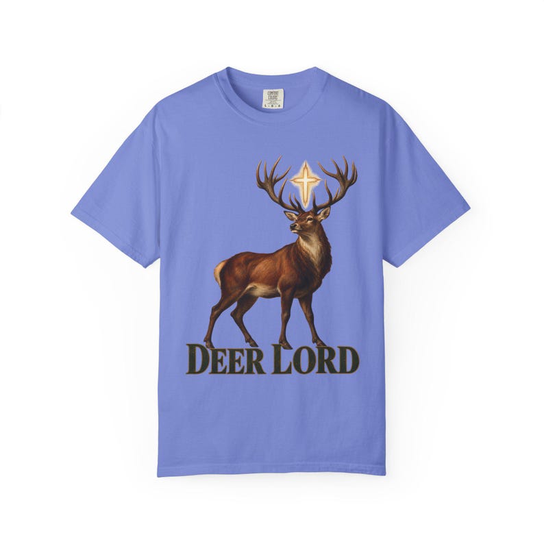 Deer Lord Comfort Colors Shirt | Funny Catholic Hunting T-Shirt | Gift for Hunter Dad | St Hubert Stag with Cross image 9