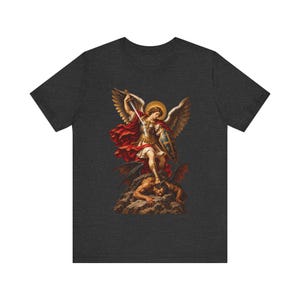 St Michael the Archangel Shirt | Catholic T-Shirt | Gift for Men | Defend Us in Battle, Baroque Altar Art image 7