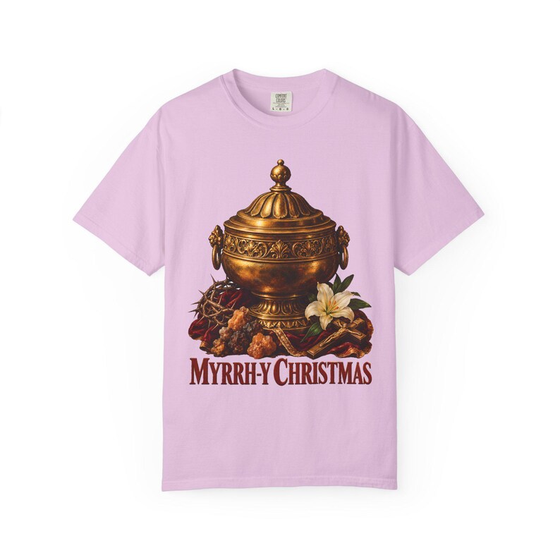 Myrrh-y Christmas Comfort Colors Shirt | Funny Catholic Christmas T-Shirt | Christmas Gift | Golden Jar of Myrrh image 11