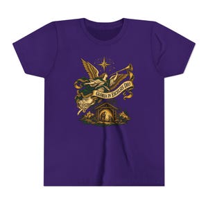Camiseta infantil del Ángel de la Natividad, Camiseta juvenil Gloria in Excelsis Deo, Regalo católico de Navidad para niños, Representación navideña de la Estrella de Belén imagen 19
