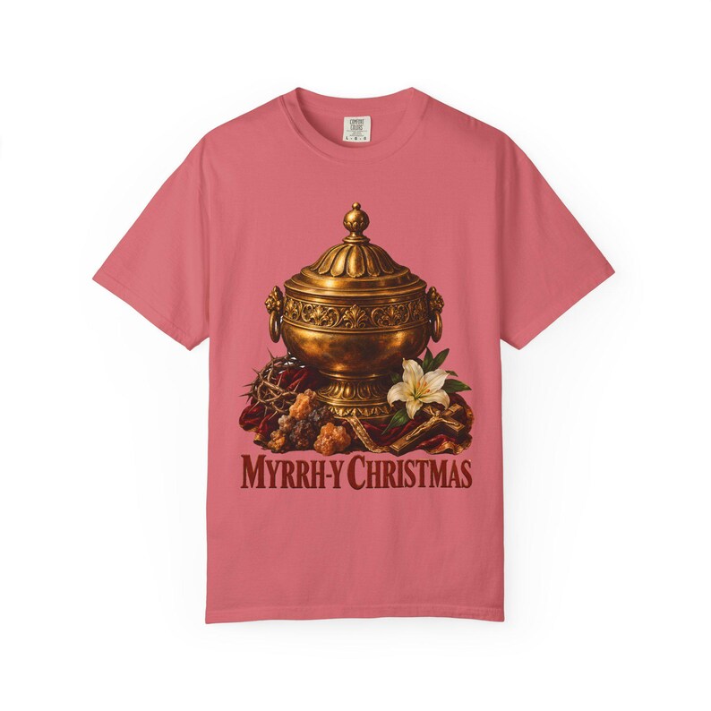 Myrrh-y Christmas Comfort Colors Shirt | Funny Catholic Christmas T-Shirt | Christmas Gift | Golden Jar of Myrrh image 14