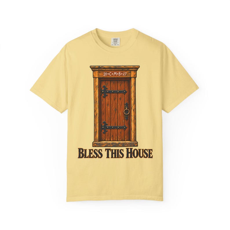 Maglietta "Bless This House Comfort Colors" / Maglietta cattolica per l'Epifania / Regalo per l'inaugurazione della casa / Benedizione della porta con il gesso 20 cm M B 27 immagine 3
