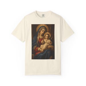 Madonna and Child Painting Tee, Renaissance Style Virgin Mary, Christmas Catholic Gift for Her, Blessed Mother Sacred Art, Comfort Colors image 3