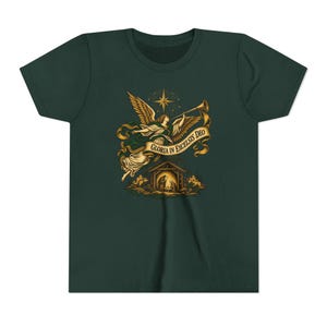 Camiseta infantil del Ángel de la Natividad, Camiseta juvenil Gloria in Excelsis Deo, Regalo católico de Navidad para niños, Representación navideña de la Estrella de Belén imagen 10