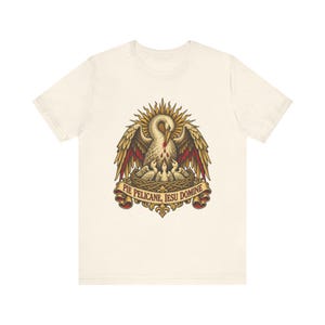 Eucharist Shirt | Catholic T-Shirt | First Communion Gift for Dad | Pie Pelicane, Pelican in Her Piety image 2