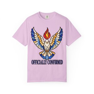 Officially Confirmed Comfort Colors Shirt | Catholic Confirmation T-Shirt | Confirmation Gift | Stained Glass Holy Spirit Dove image 10