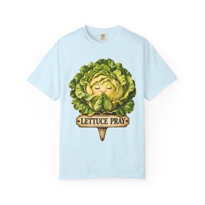 Lettuce Pray Comfort Colors Shirt | Funny Christian T-Shirt | Gift for Gardener | Vintage Lettuce with Garden Sign image 7