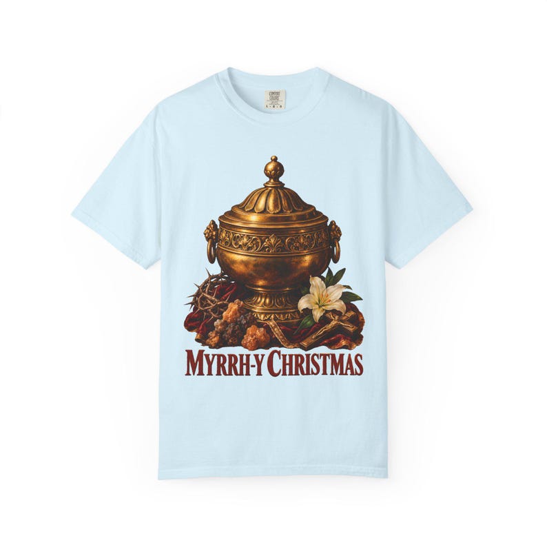 Myrrh-y Christmas Comfort Colors Shirt | Funny Catholic Christmas T-Shirt | Christmas Gift | Golden Jar of Myrrh image 9