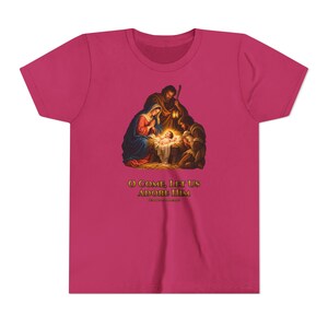 Kids O Come Let Us Adore Him Shirt, Youth Nativity Christmas Tee, Catholic Christmas Gift for Kids, Holy Family Venite Adoremus image 20