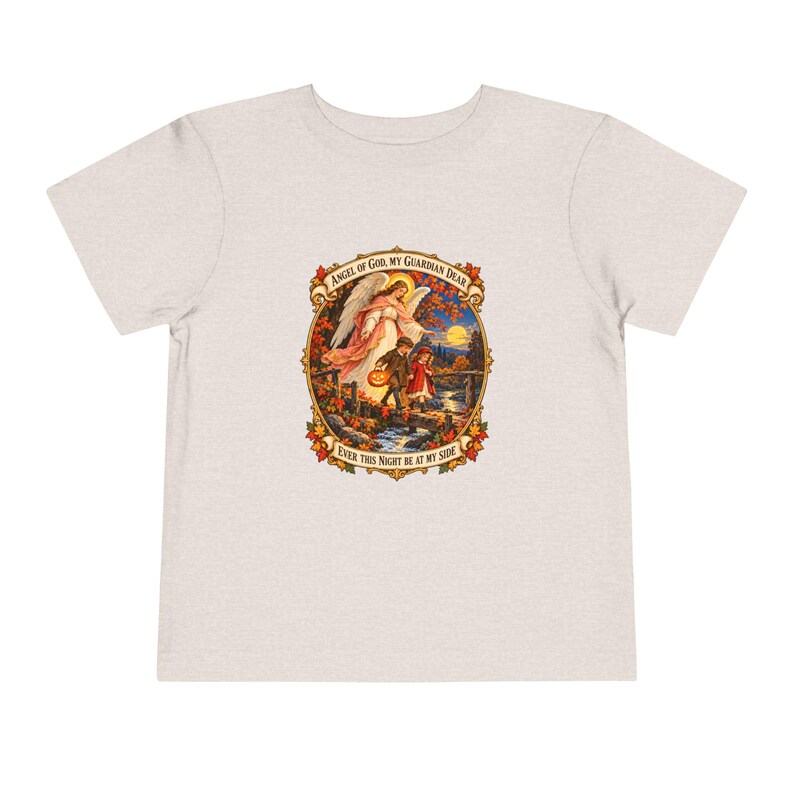 Kleinkind-T-Shirt mit Engel-Gottes-Gebet, Schutzengel-Shirt, Mein lieber Schutzengel, katholisches Geschenk für Kleinkinder, Vintage-Herbstkunst Bild 5