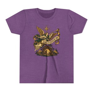 Camiseta infantil del Ángel de la Natividad, Camiseta juvenil Gloria in Excelsis Deo, Regalo católico de Navidad para niños, Representación navideña de la Estrella de Belén imagen 18
