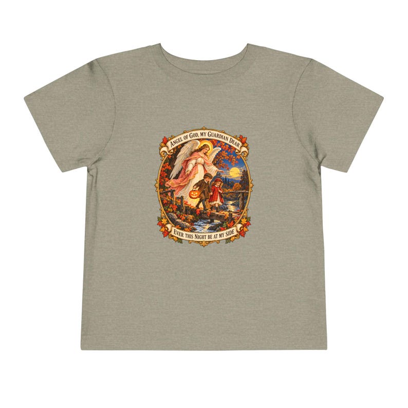 Kleinkind-T-Shirt mit Engel-Gottes-Gebet, Schutzengel-Shirt, Mein lieber Schutzengel, katholisches Geschenk für Kleinkinder, Vintage-Herbstkunst Bild 6