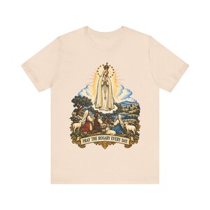 Our Lady of Fatima Shirt | Catholic T-Shirt | Rosary Gift for Mom | Three Shepherd Children, Pray the Rosary image 4