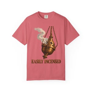 Easily Incensed Comfort Colors Shirt | Funny Catholic T-Shirt | Gift for Altar Server | Vintage Thurible with Smoke image 6