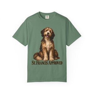 St Francis Approved Comfort Colors Shirt | Catholic Dog Lover T-Shirt | Gift for Dog Mom | Shaggy Dog Painting image 6