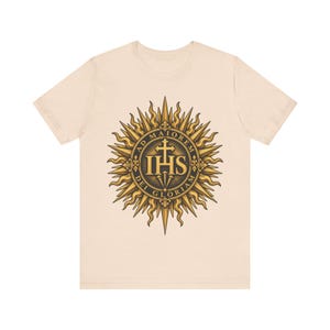 Ad Maiorem Dei Gloriam skjorta, AMDG IHS Sunburst Tee, latinsk katolsk gåva, jesuitexamen eller konfirmationspresent, Ignatians motto bild 5
