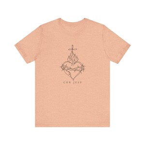 Sacred Heart Shirt | Minimalist Catholic T-Shirt | Confirmation Gift for Women | Line Art Jesus image 5
