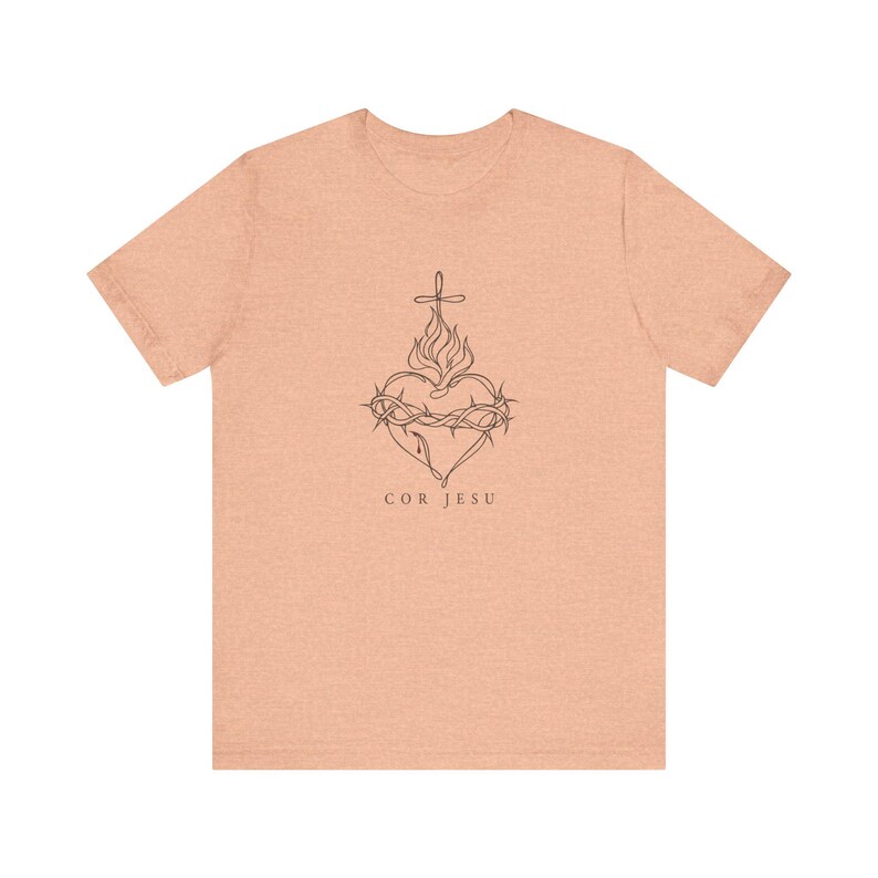 Sacred Heart Shirt | Minimalist Catholic T-Shirt | Confirmation Gift for Women | Line Art Jesus image 5