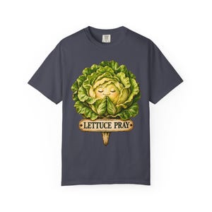 Lettuce Pray Comfort Colors Shirt | Funny Christian T-Shirt | Gift for Gardener | Vintage Lettuce with Garden Sign image 9