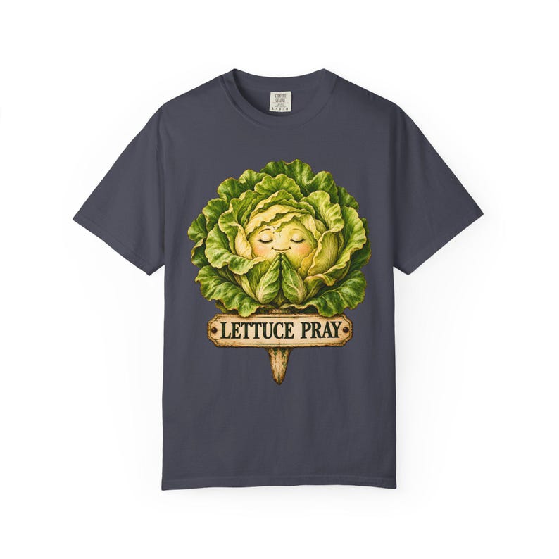 Lettuce Pray Comfort Colors Shirt | Funny Christian T-Shirt | Gift for Gardener | Vintage Lettuce with Garden Sign image 9