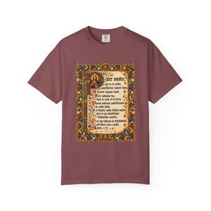 Pater Noster Tee, Latin Our Father Illuminated Manuscript, Lord's Prayer Medieval Christian Shirt, Traditional Catholic Gift, Comfort Colors image 2