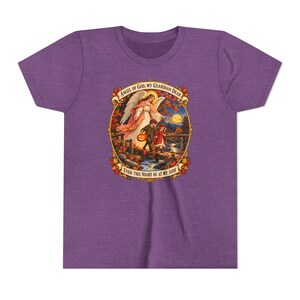 Camiseta infantil con la oración del Ángel de Dios, camiseta juvenil del Ángel Guardián, regalo católico para niños "Mi querido Guardián", arte vintage de puente otoñal. imagen 19