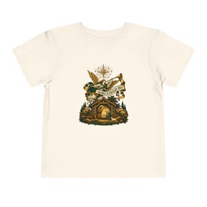 Camiseta infantil con trompeta de ángel heraldo, Gloria a Dios en las alturas, Camiseta navideña, Regalo cristiano de Navidad para niños pequeños, Natividad imagen 4