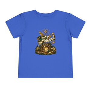 Camiseta infantil con trompeta de ángel heraldo, Gloria a Dios en las alturas, Camiseta navideña, Regalo cristiano de Navidad para niños pequeños, Natividad imagen 9