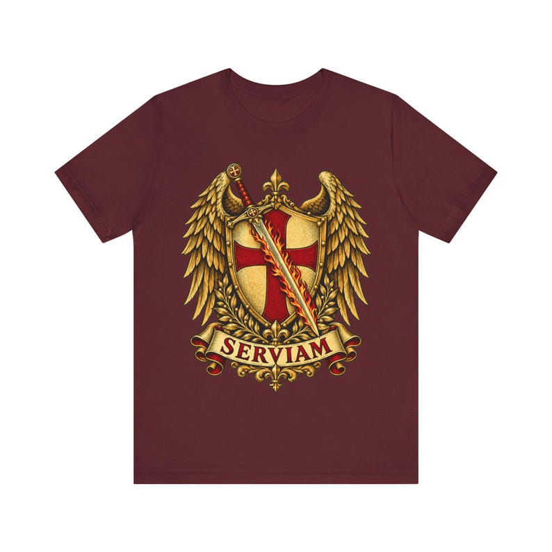 St Michael Archangel Shirt | Catholic T-Shirt | Gift for Dad or Godfather | Winged Crest Emblem image 8