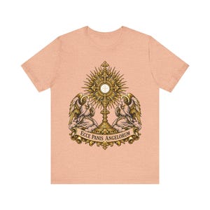 Ecce Panis Angelorum Shirt, Eucharistic Adoration Monstrance Tee, First Communion Gift, Holy Hour Bread of Angels, Catholic Revival Apparel image 7